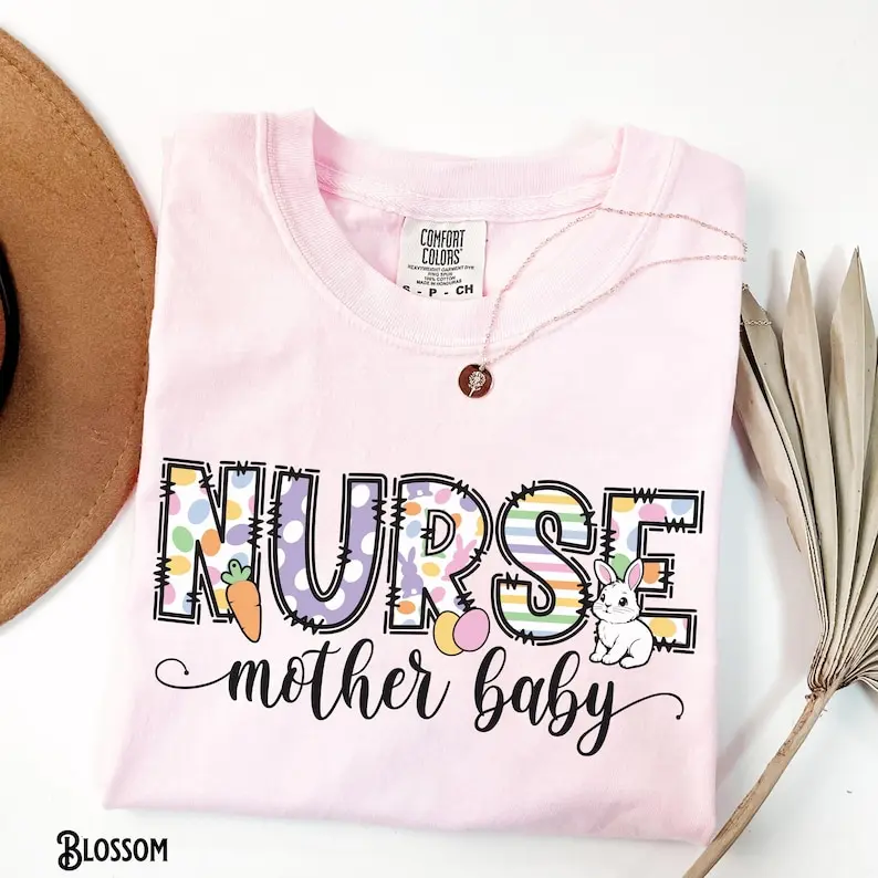 Mother Baby Nurse Easter Shirt, Comfort Colors®, MBU Nurse Easter Bunny, Labor and Delivery, L&D, RN, OB, Postpartum Nurse, Spring, Gift