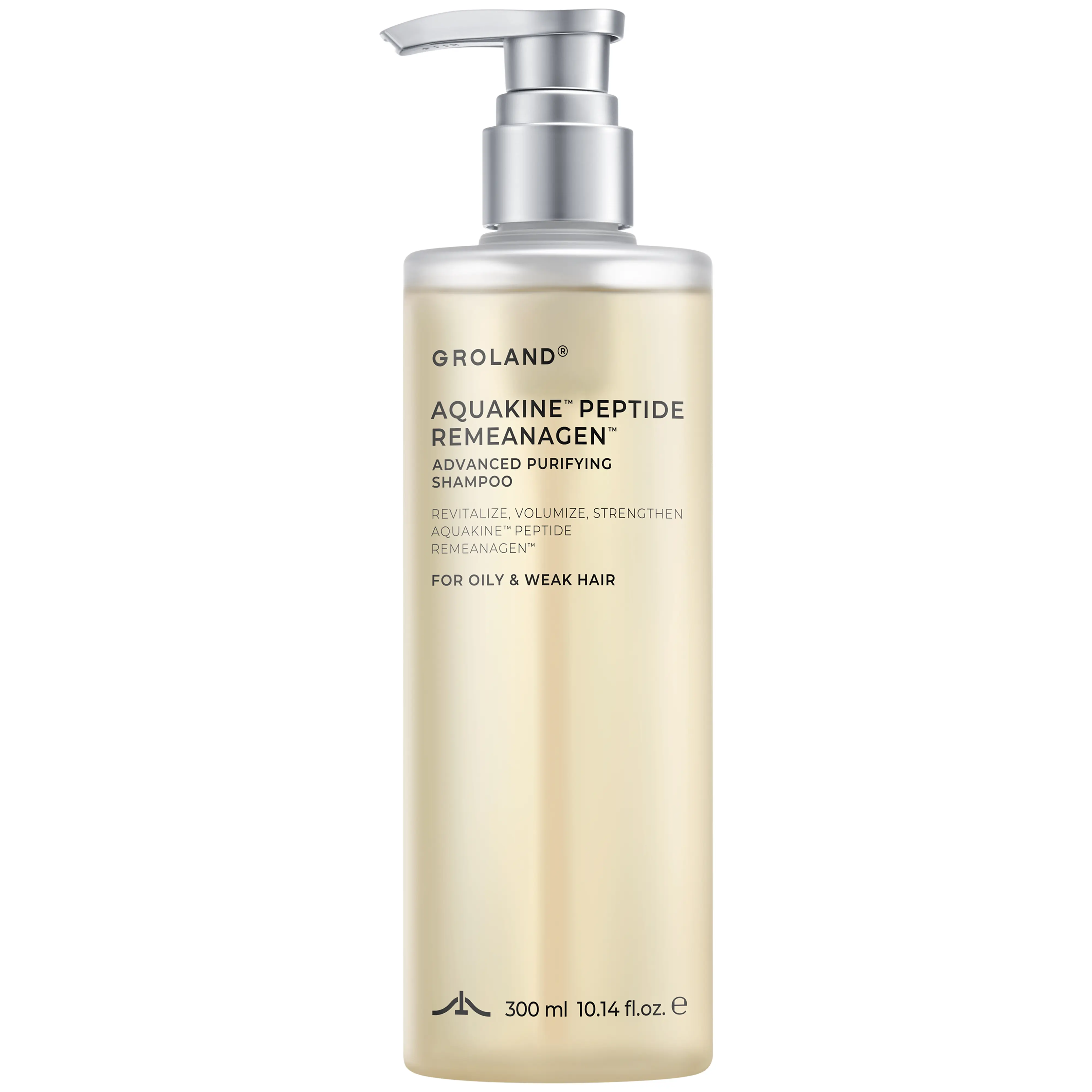 GROLAND Clarifying Shampoo for Oily Hair with Caffeine, Menthol, Rosemary, Remeanagen and AquaKine for a Fresh Scalp and Voluminous-Looking Hair, 10.14 fl oz