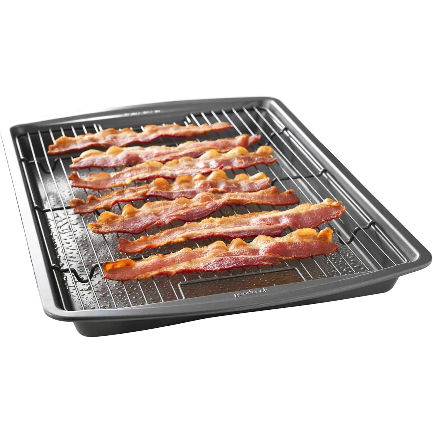 15” x 10.5” Nonstick Carbon Steel Baking Pan & Raised Wire Rack – Pizza Crisper, Crispy Bacon, Multipurpose Cooking Sheet Pan, Cooling Rack, Kitchen Cookware Set, Dishwasher Safe