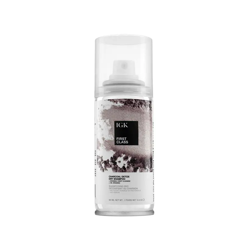IGK FIRST CLASS Charcoal Detox Dry Shampoo Travel | Volume + Soothes Scalp + Balance Oil | Vegan + Cruelty Free | Overnight Dry Shampoo | 90ml | 2 oz