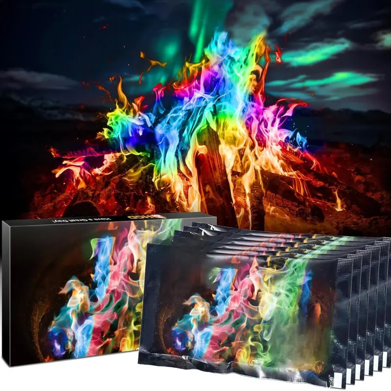 HGD (6 Pack) Magic Campfire Fire Color Changing Packets for Fire Pit, Indoor/Outdoor Fireplace, Bonfire - Rainbow Magical Flame, Camping Accessory, Compatible with Wood