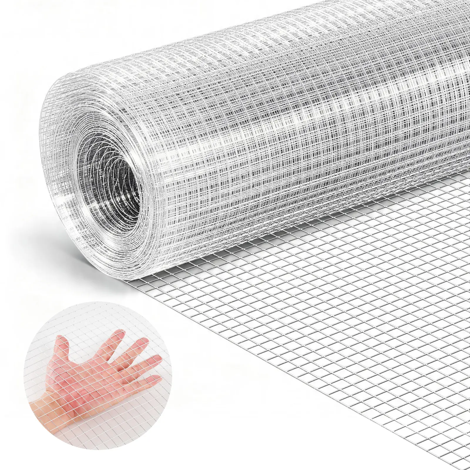 【SummerFinds】VEVOR Hardware Cloth, 1/2 inch 60 inch x 50 ft 19 Gauge Chicken Wire Fence, Hot-Dip Galvanized After Welding Metal Wire Mesh Roll, Garden Plant Welded Fencing Roll Supports Poultry Netting Cage Fence