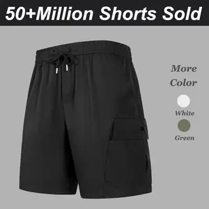 Men’s Loose Cargo Shorts, Pure Black, Elastic Stretch Waistband, Quick-Drying Fabric, Oversized Pockets, Minimalist Design, Athletic Menswear, Streetwear Essential, Gym Casual, Plaid-Free Plain Pants for Summer summerwins,summerwins