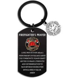 Firefighter Gifts for Men Him Firefighter Keychain Fire Fighter Gifts Adults Son Husband Cool Firefighte Gift Firefighter Accessories for Graduation Firefighters Prayer