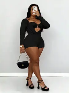 Plus Size Women Jumpsuit, Slim Fit, Comfortable, Fashionable For Daily, Outdoor, Street, Commute, Shopping, Party, Independence Day, Back To School, Graduation, Sexy Drape Design