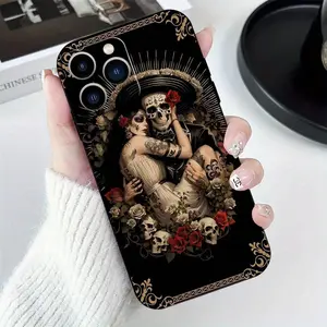 Case for iPhone 16 Pro Max 15 Plus 14 13 12 11 XS XR Stylish Mexico Dead Skull Pattern Drop Protection Shockproof Soft Silicone Smartphone Cover Valentine Gift For Girls and Women