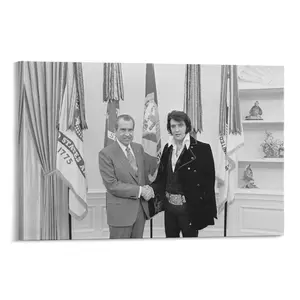 Vintage Photo Elvis Presley Meeting Richard Nixon Poster Canvas Wall Art For Bedroom Decor Bar Office Room Decor Gift