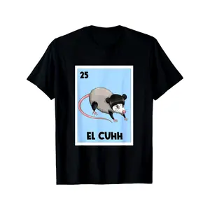 Opossum Lovers Junk Eaters El Cuhh Mexican Bingo Card T-Shirt