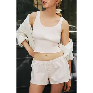 John Galt Women's Pink & White Striped Aimee Linen Boxer Shorts