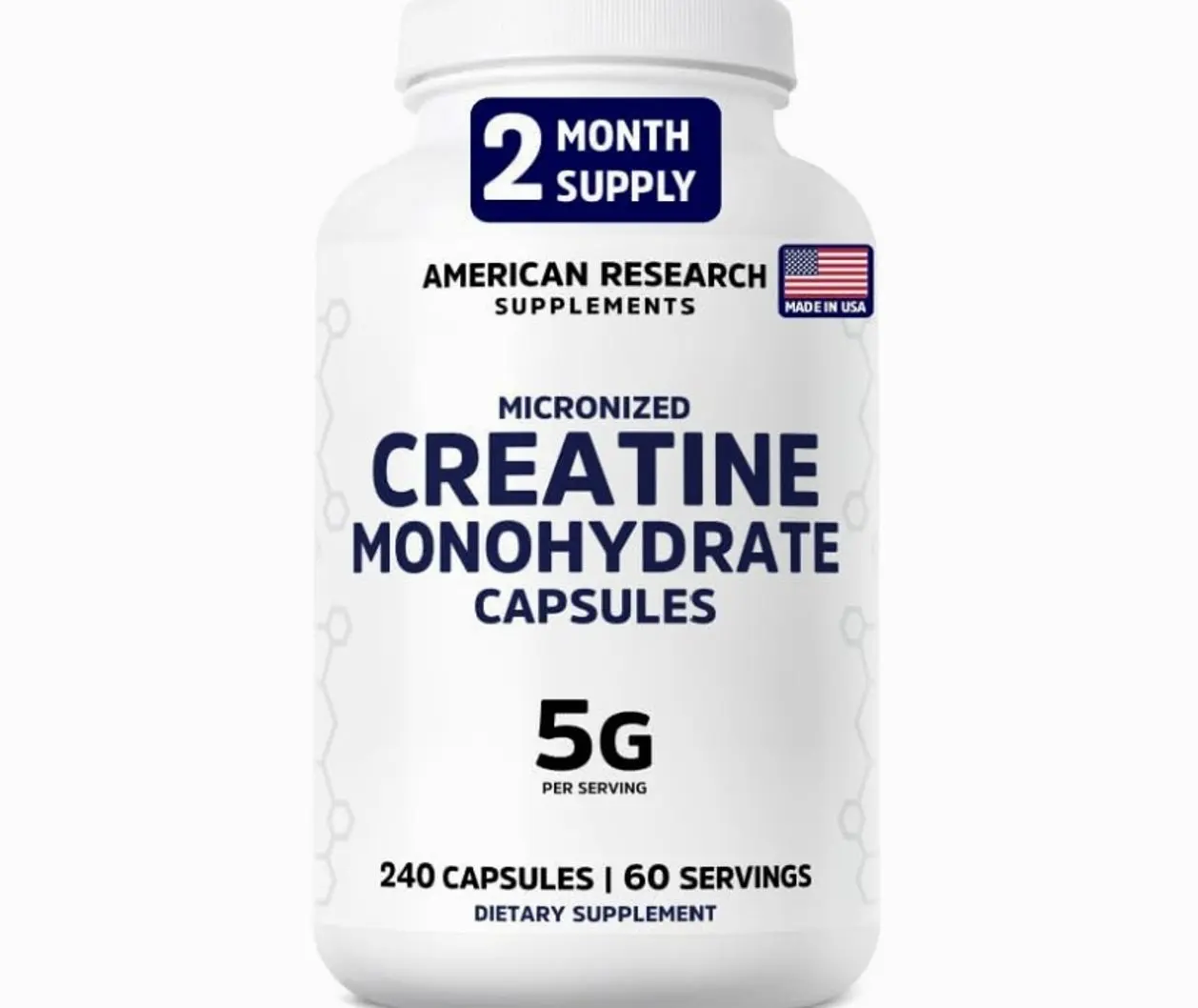 Creatine Monohydrate Capsules 5G | 60 Servings | Vegan | 4 Caps per Serving | Micronized Creatine Pills 5000mg | 240 Capsules | Creatine Pills For Men & Women | 2 Months Supply | Made Without Fillers