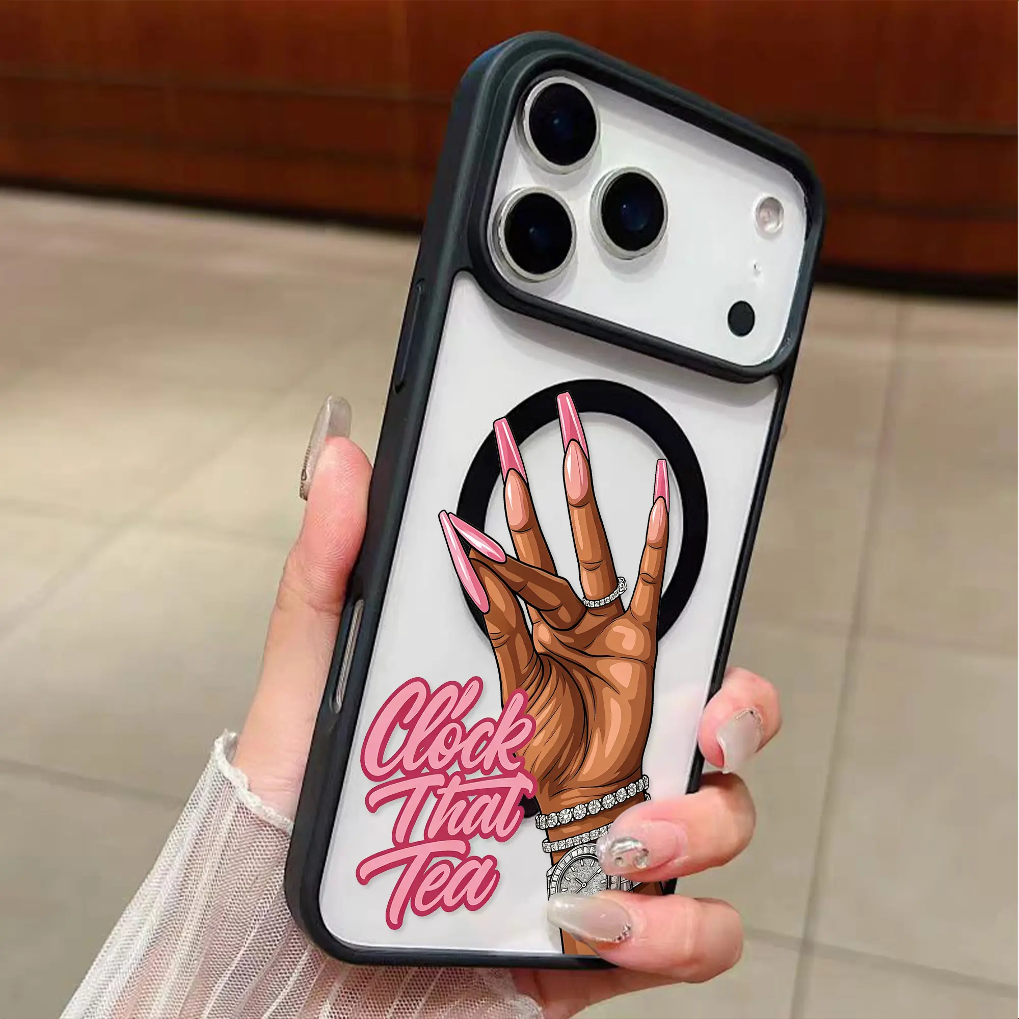 Clock it Silicone Frame Case for iPhone 11-17 Pro Max Shockproof Anti-drop Magsafe Protective Dustproof Magnetic for Girls Wireless Charging 360° Screen & Camera Protection