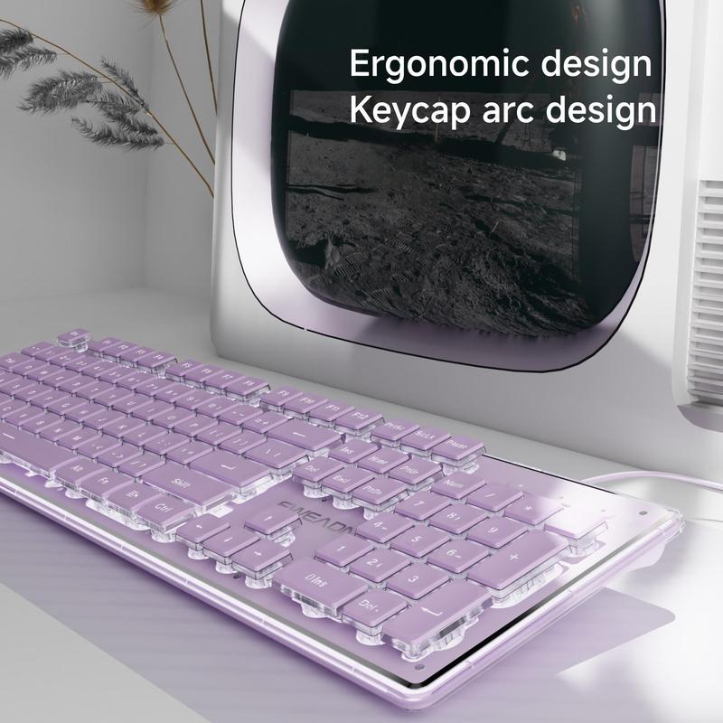 Wired Gaming Keyboard, Mechanical Keyboard with Backlit, Portable Ergonomic Slim Design Keyboard for Windows/Laptops, Lighted Mechanical Keyboard
