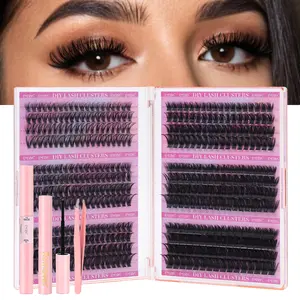 EMEDA Lash Extensions Kit 30D+40D+50D+60D+80D+100D Wispy Individual Cluster Lashes Kit DIY at Home Natural Lashes Clusters with Bond and Seal, Remover, Tweezers ( Mix Length10-16mm)