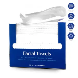 Compact Care Disposable Facial Towels XL 50 Count Biodegradable Ultra Soft Lint Free for Sensitive Skin Makeup Removal Skincare Eco Friendly Choice