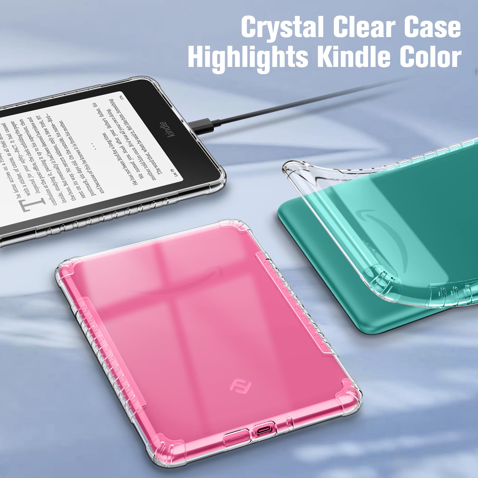 Fintie Transparent Clear Back Cover for Kindle Colorsoft/Kindle Paperwhite 7" 2024, Ultra Slim TPU Protective Case for Kindle Paperwhite 2024