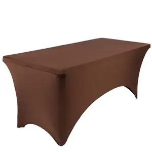 【GARVEE】122 x 76 x 76 cm - Rectangular Elastic Tablecloth - Stretchable Tablecloth for Outdoor Wedding Event - Chocolate Color