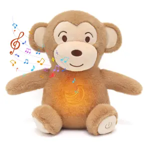 IUTOYYE Huggable Breathing Monkey Giraffe Stuffed Animal Plush Toy- 8 Soothing Music Modes for Anxiety Relief, Adjustable Breathing & Glowing, Huggable Plush for Kids & Adults, Home Decor Gift