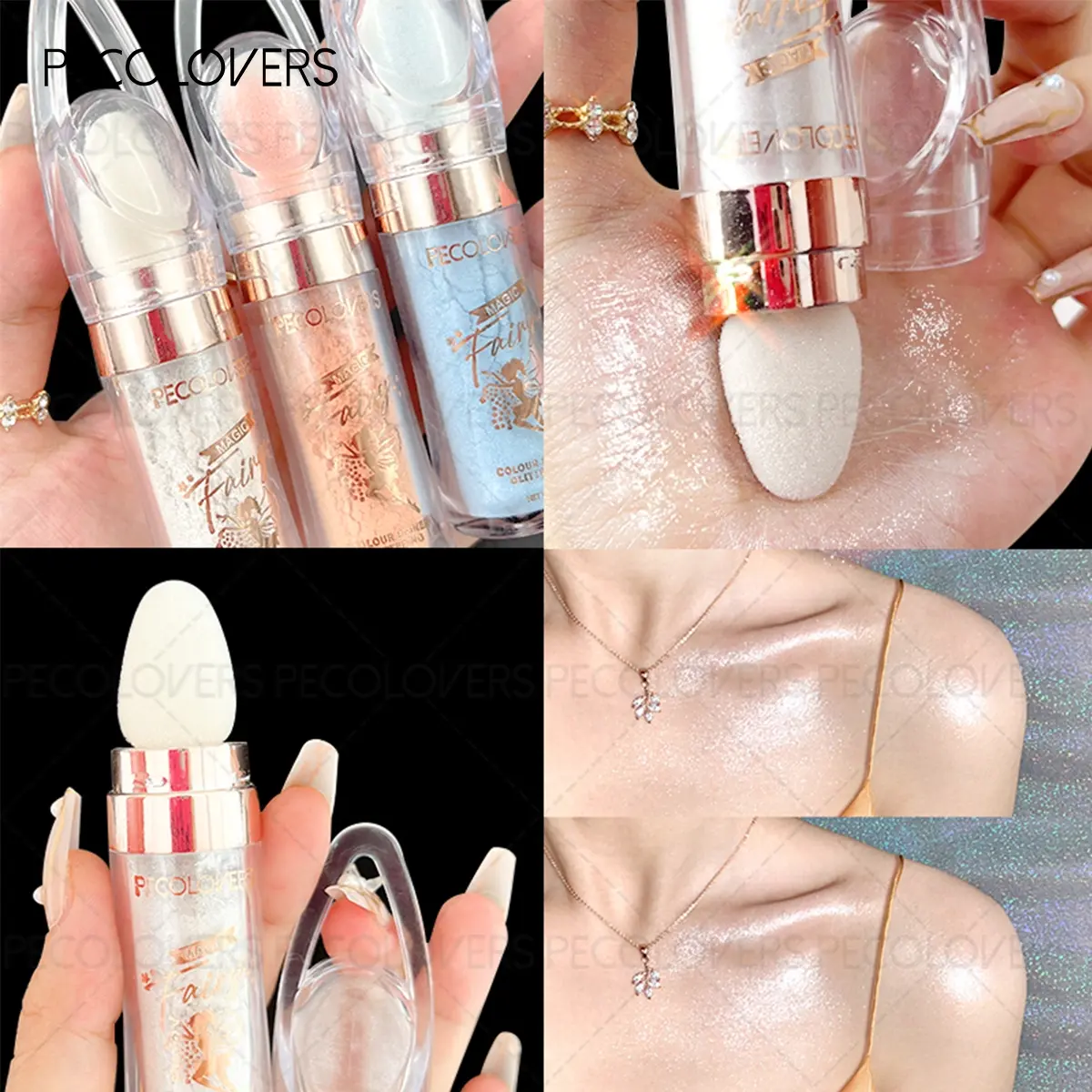 Multi-color Glitter Highlight Pat Powder, Body Glitter& Face, to Create Sparkle Makeup, for All Skin Types, Perfect Women Makeup Cosmetics, Glow Seeker Highlighter