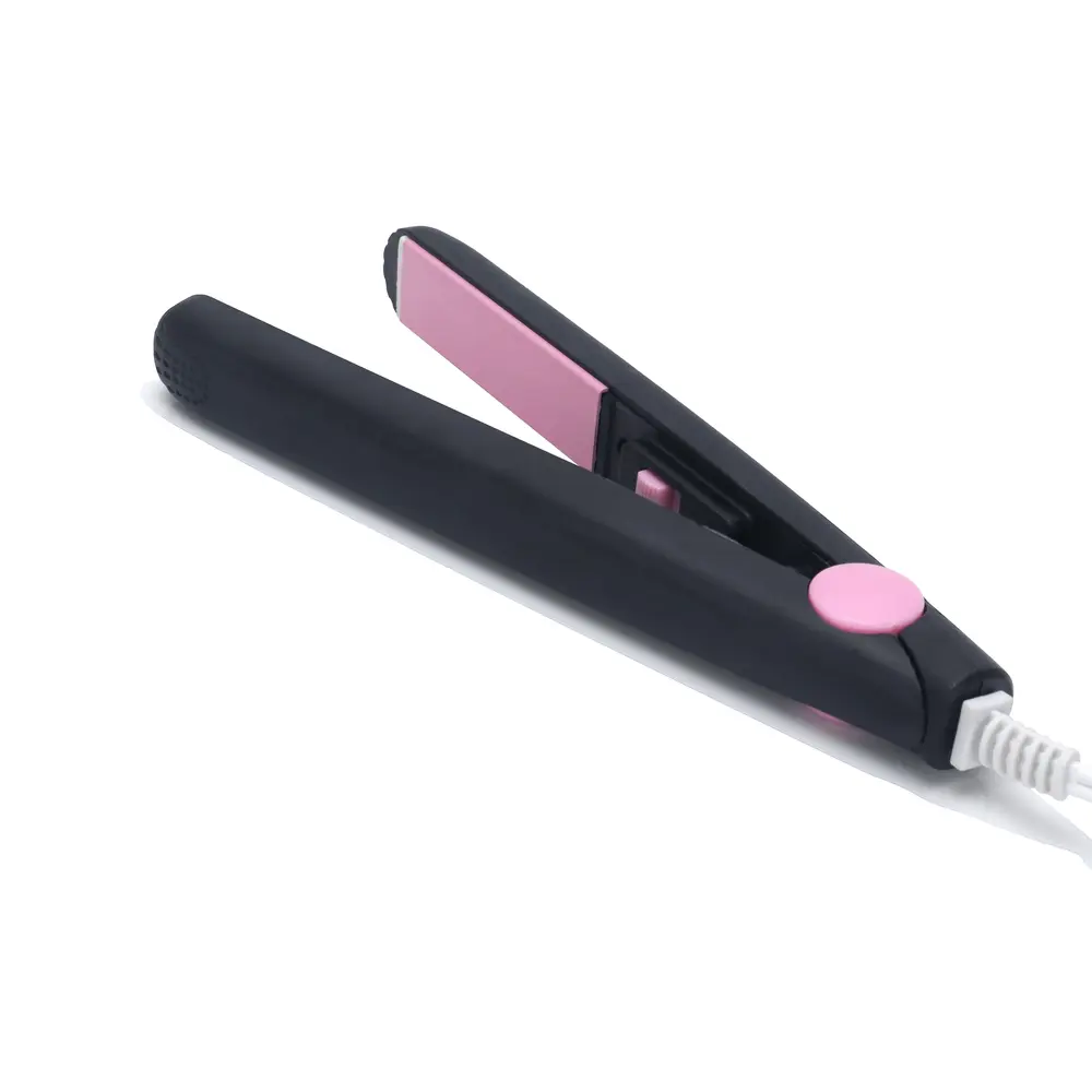 Portable Mini Flat Iron Ceramic Small Hair Straightener Anti-Scald Compact Travel Hair Styling Tool Dual Voltage for Bangs Pixie Hair