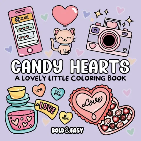 Candy Hearts Coloring Book & Reusable Protective Sheet by Wook Books