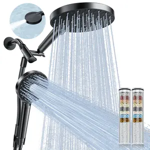 Magichome Filtered Dual Shower Head Combo with Handheld, High Pressure Shower Head for Hard Water, Rainfall Shower Head System, Mother Child Shower Head Set, Shower Filter, Detachable Handheld Showerhead, Stainless Steel Hose