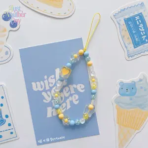 2PCS Summer Fresh Lemon Beaded Phone Strap, Cute Dopamine Colorful Wrist Lanyard, Versatile Chain for Cameras, Bags & Keys, Aesthetic Accessory for Girls