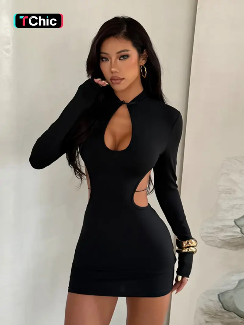 backless long sleeve black dress - TikTok Shop backless long sleeve black dress - TikTok Shop