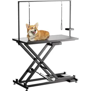 Professional Electric Dog Grooming Table - Heavy Duty, Height Adjustable Pet Grooming Table w/Leveling Wheels, Dog Grooming Arm, Anti Slip Tabletop & Tool Organizer/Dog Grooming Station (50", BLACK)