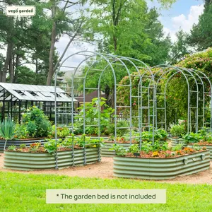 Vego Garden Arched Trellis System for Climbing Plants & Vertical Gardening Modular Metal Arch Trellises Garden Border Fence Accessories