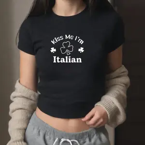 Kiss Me, I'm Italian Baby Tee, Y2K St. Patrick’s Gift