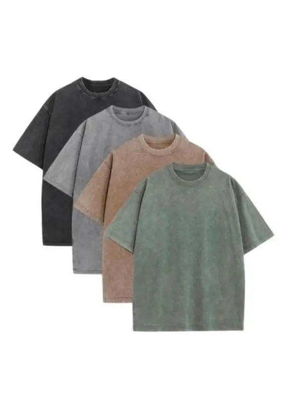 4 Pack Oversized Tshirts Unisex Gym Vintage Heavyweight T Shirts Cotton Workout Acid Wash Baggy Tees Unisex Gym Daily Wear Gym Athletic Clothes Casual Sporty Top Casual Training Top