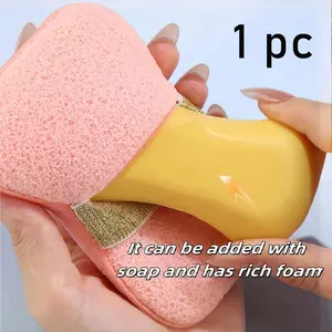Elastic Soap Holder + Bath Sponge, Non-Slip Exfoliating Soap Sponge, Universal Bath Sponge, Body Wash Sponge, Bathroom Accessories