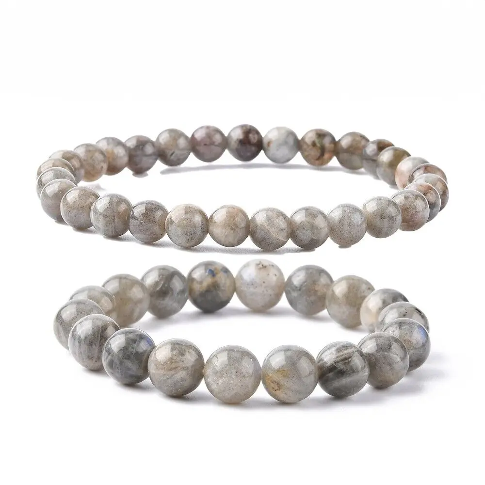 Natural Labradorite Stone Beaded Bracelet Gemstone Crystal Stretch 6mm 10mm T37
