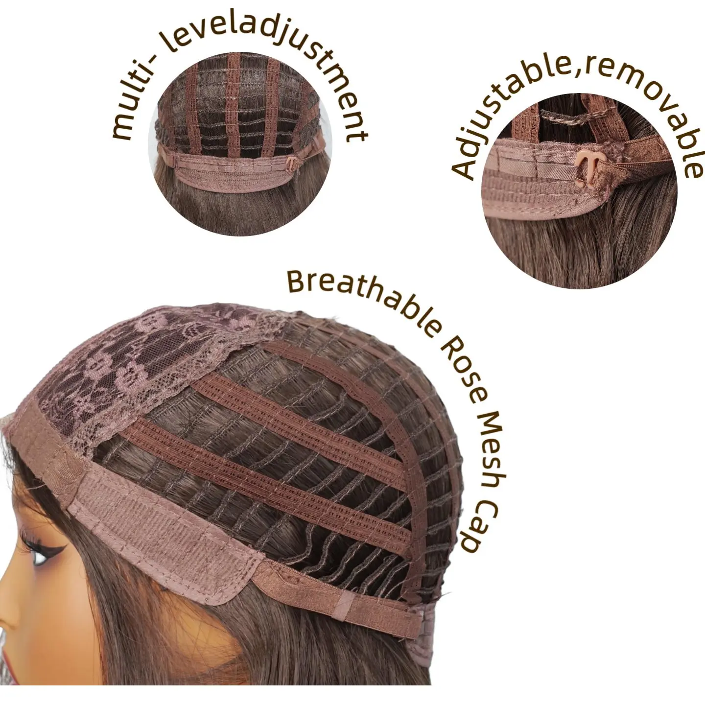 LIVBLEN 24 Inch Chocolate Brown Layered Wig for Women, 13x1 U-Shaped Lace Front Long Straight Wig with Soft Flipped Ends, Adjustable Breathable Cap