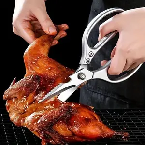 1 Pack Multi-Function Kitchen Scissors Heavy Duty Sharp 304 Stainless Steel, Sliver Apartment Kitchen Accessories Cooking Shears for Chicken Meat Fish Poultry(Sliver)