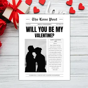 Valentines Cupid Post Newspaper Poster, Will You Be My Valentine Wall Art, Gift for Couple