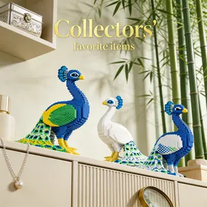 Multicolor Peacock Animal 3D Puzzle Building Blocks, Home Office Decor, Party Decoration, Ideal Gift for Thanksgiving Christmas Halloween Easter