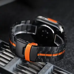 Smart Watch Band (Band Only), Fashion Watch Band for Apple Watch Ultra 2/1 49mm 10 46mm, Watch Band for iWatch 9 7 8 6 5 4 SE 45mm 44mm Men Bracelet Correa, Wearable, Smart Watch Strap