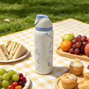 Owala Tied & True Blue Bows 32 oz Large Capacity Portable Insulated Drinkware Tumbler - New Vacuum Design - Camping, Travel Use - Birthday Gift Option