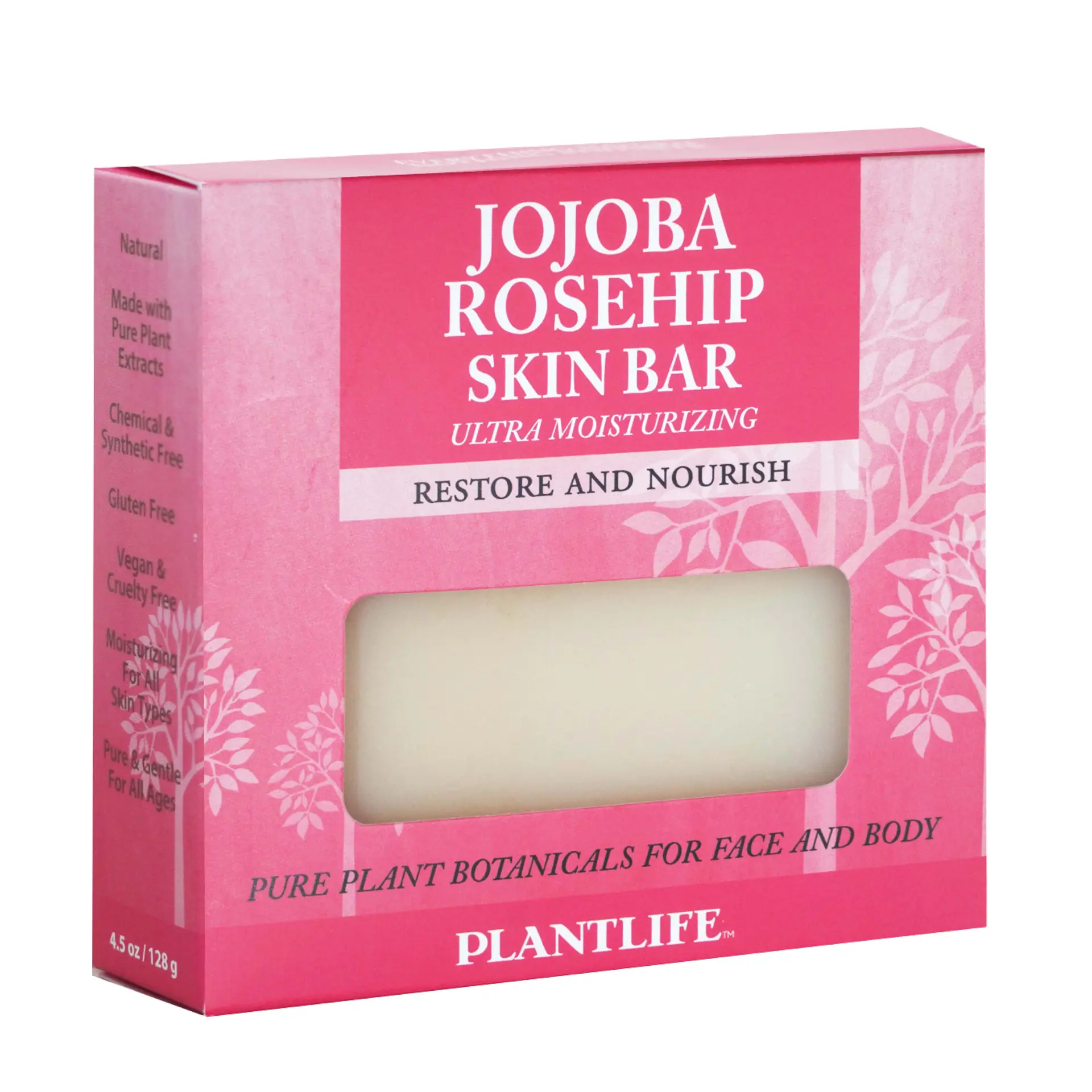 Plantlife Jojoba Rosehip Skin Bar – Moisturizing Face & Body Soap with Nourishing Botanical Oils