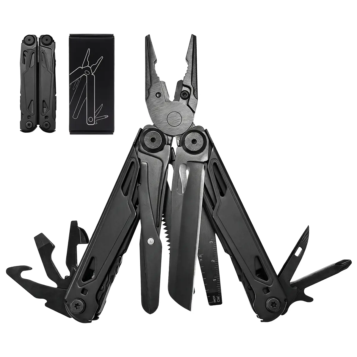 VerveWave 16-in-1 Multitools with Pocket Knife, Stainless Steel Self-locking Pliers, Multi Tool Survival Gear, EDC Knife with Pouch for Outdoor