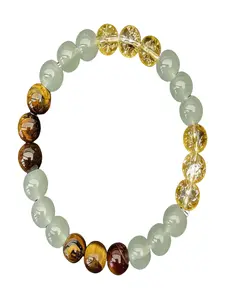 1 Piece‑Yellow Green Brown Mixed Synthetic Resin Beaded Bracelet,Simple Daily Unisex Jewelry