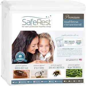 SafeRest Zippered Mattress Protector - Premium 6-9 Inch Waterproof Mattress Cover for Bed - Breathable, Noiseless Washable Mattress Encasement - Full
