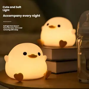 Silicone Stress Relief Induction Night Light, Ambient Night Lamp, Bedside Table Atmosphere Lamp, Desk Decor Bean Duck Tap Light, Creative Gift Idea