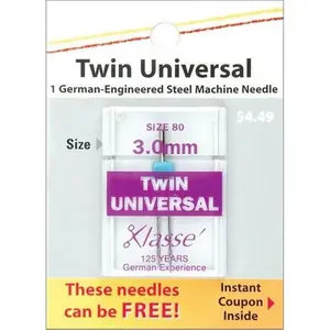 Klasse Size 3.0 Twin Universal Sewing Machine Needles