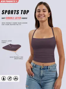 Women's Sporty Tight-Fit Yoga Vest, Quick-Dry Fitness Top, All-Seasons Wearable Running Tank, Versatile Gym Activewear, Sporty Cami Top