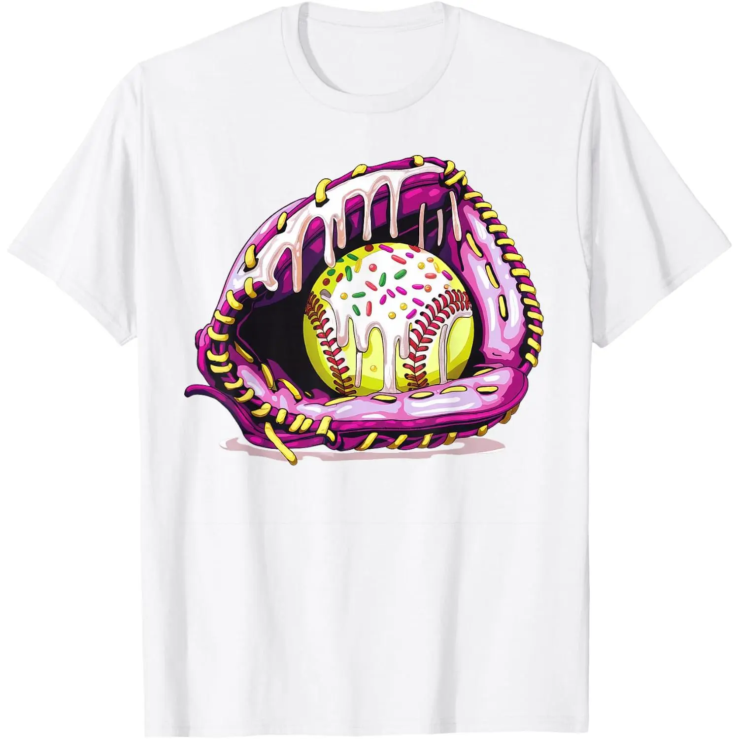 Softball Drip Ice Cream Sprinkles Softball Glove T-Shirt