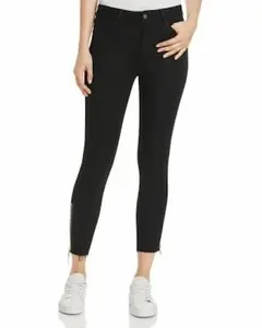 DL1961 Farrow High Rise Skinny Jeans In Hail $198 Button Black