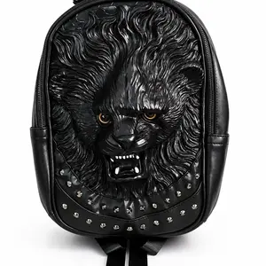 Midnight Wolf MEDIUM SIZE -Sculpted Backpack Black Gothic Statement Bag with Studded Design SKU 3219