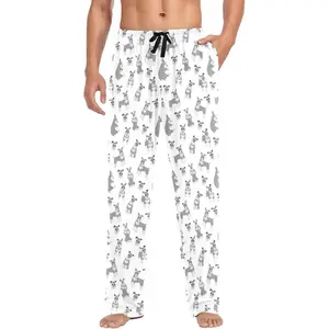 Mens Pajama Pants Grey Schnauzer Dog Men's Pajama Bottoms Soft Cotton Sleep Pjs Lounge Pants